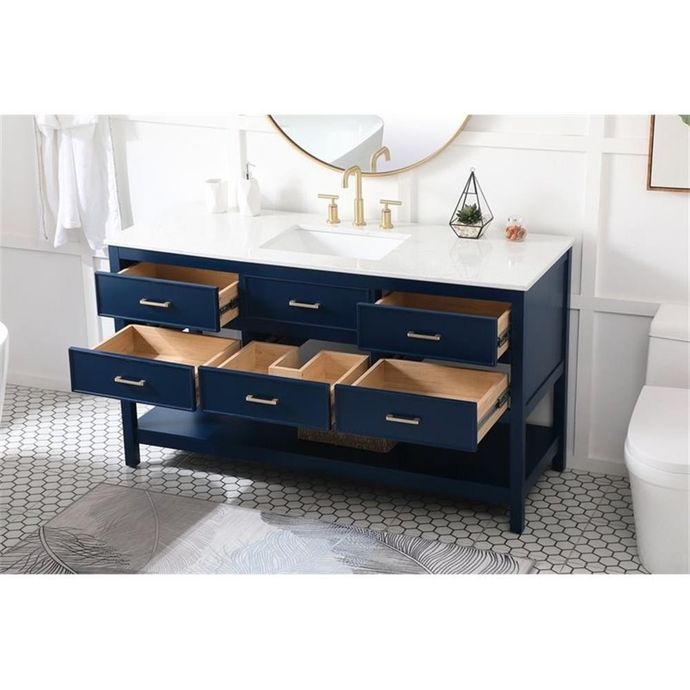 Elegant Decor Sinclaire 60″ Aluminum Alloy & MDF Single Bathroom Vanity in Blue