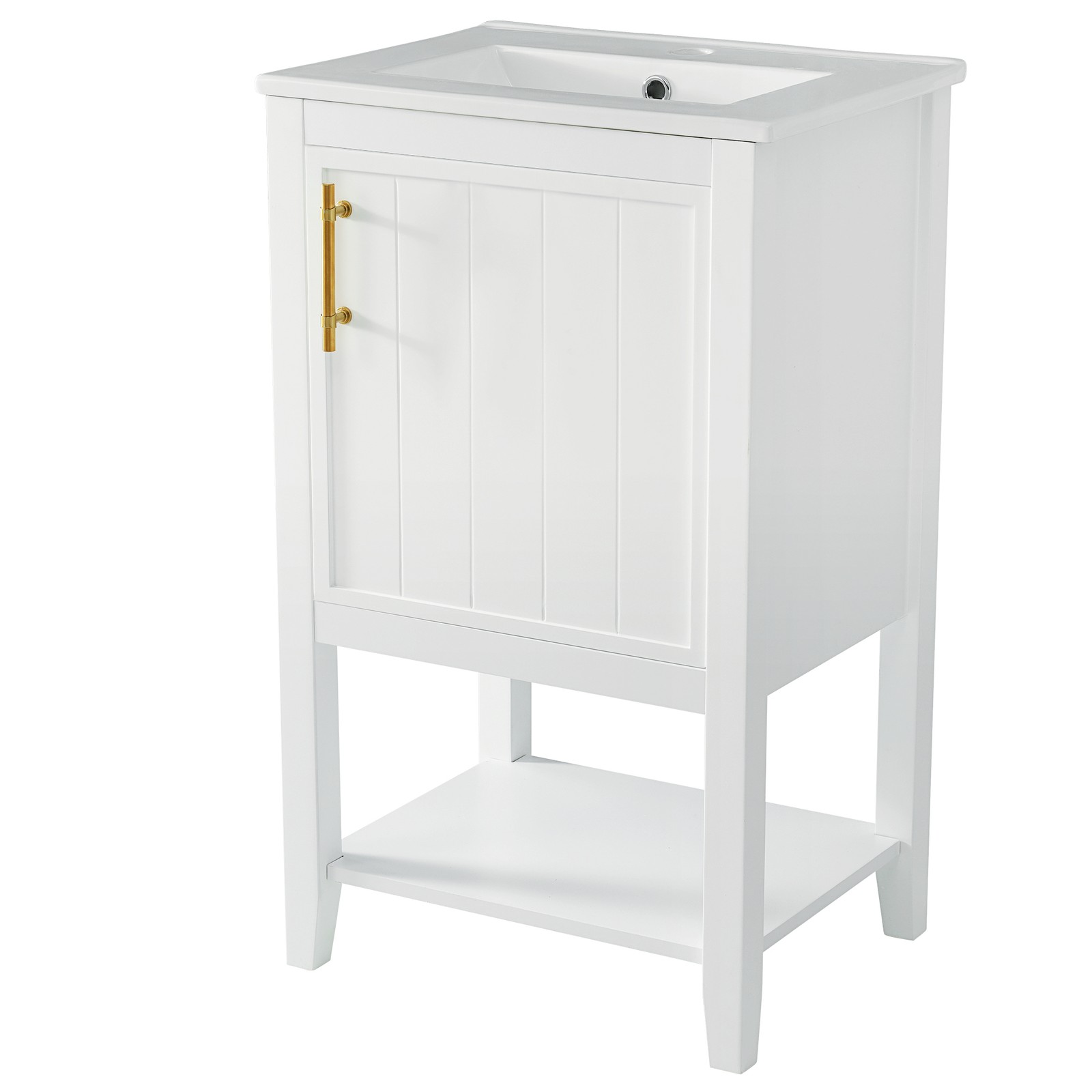 20″ Bathroom Vanity with Sink, Cabinet, Soft Close Door, White