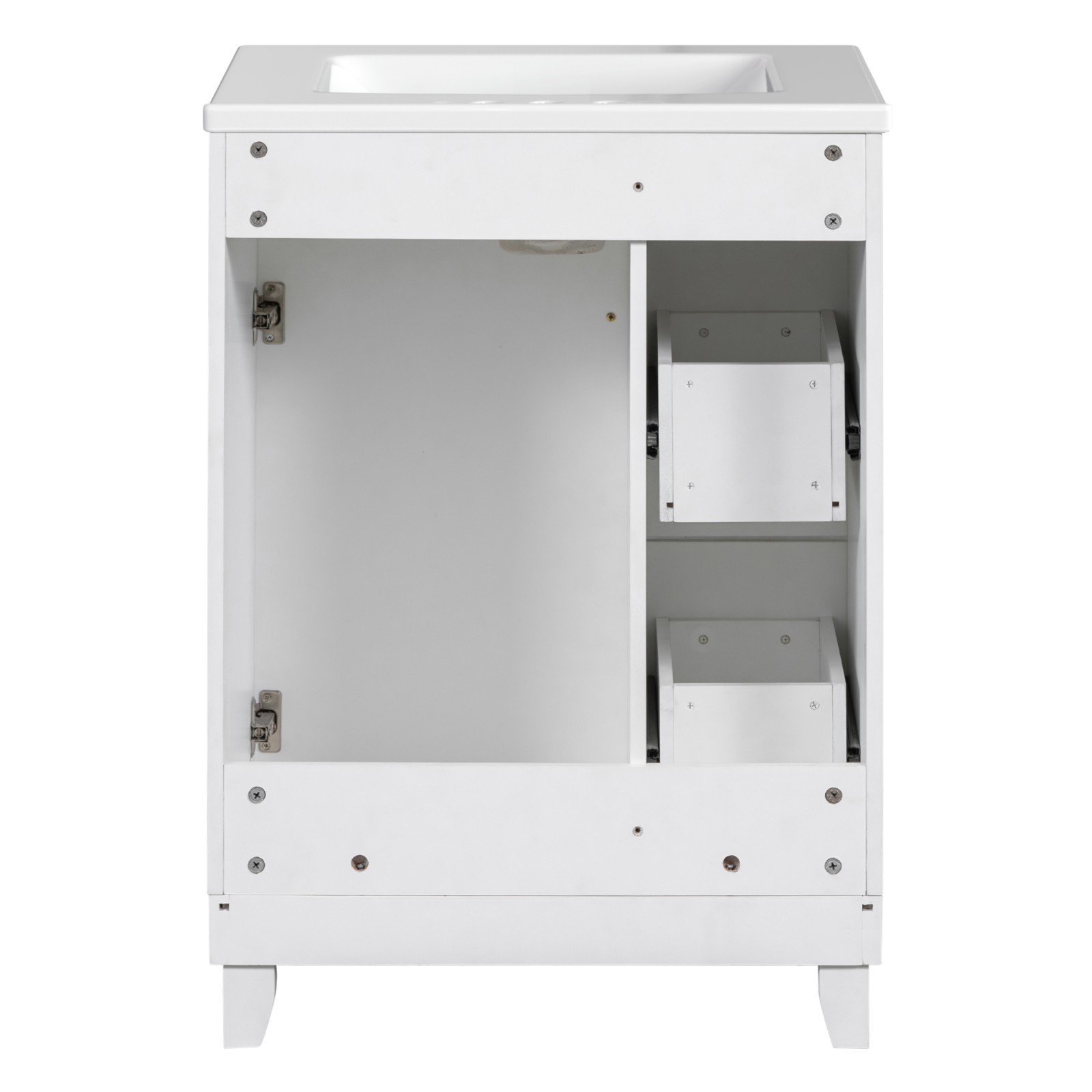 White Vanity for Bathroom 24″ Floor Standing Single Sink Unit with Storage Space