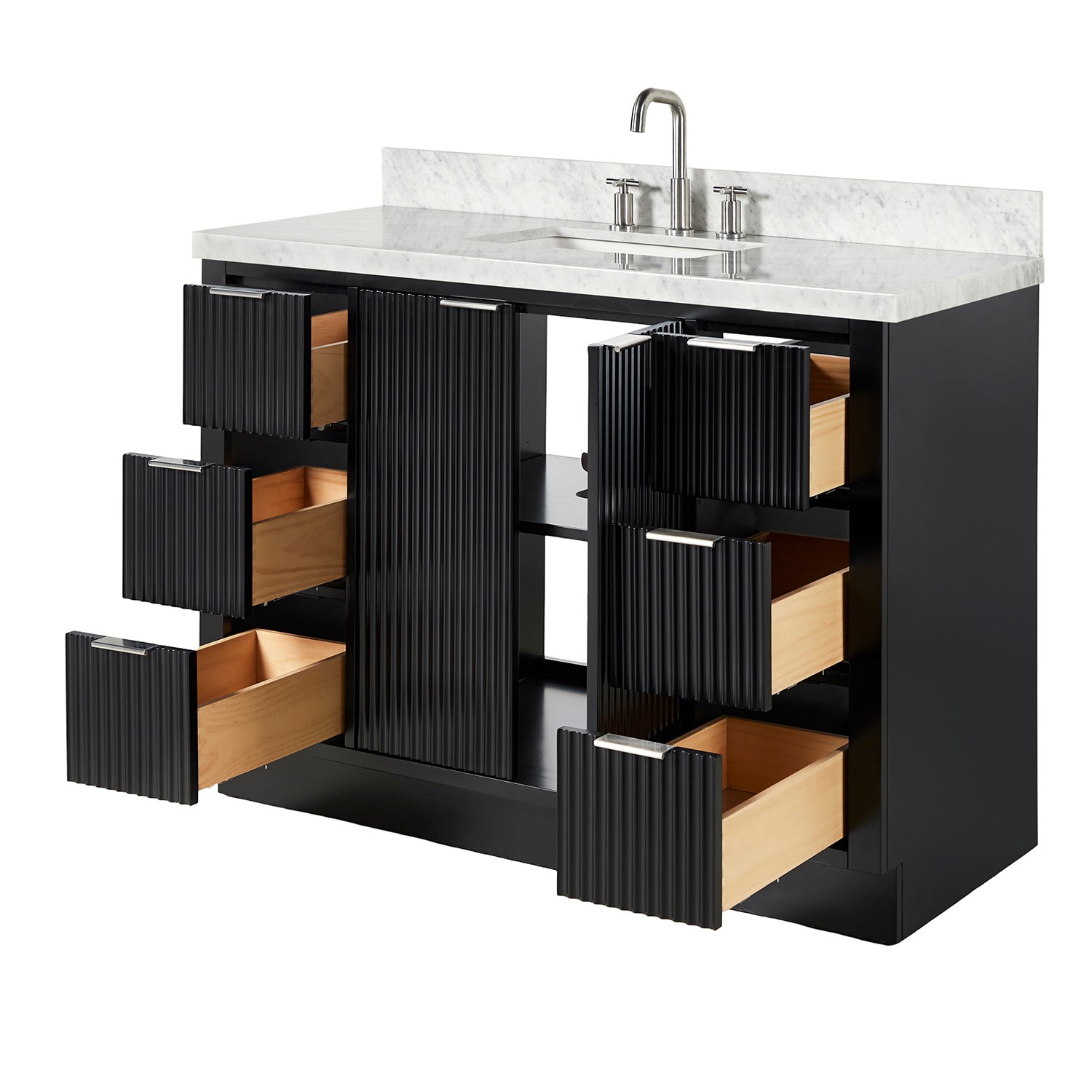 Ariel P49CWRVO Milan 49″ – Black / Italian Carrara Marble Top / Brushed Nickel