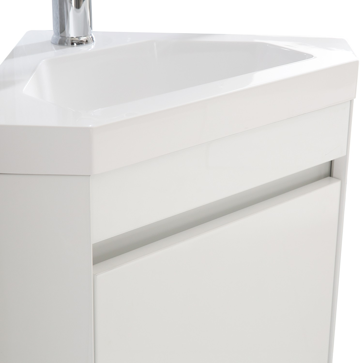 22″ Corner Wall Mounted Bathroom Vanity Floating Cabinet w/Sink for Small Space