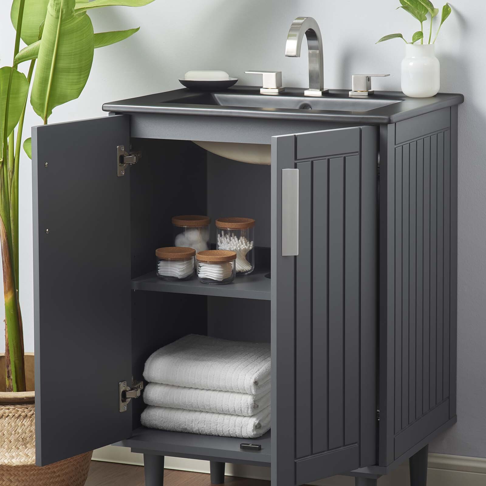 Modway Augusta 24″ Bathroom Vanity in Gray Black