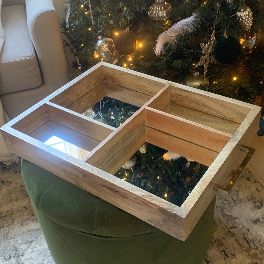 Wooden Bath Tray with handles Mirror Surface home decor elegant classic