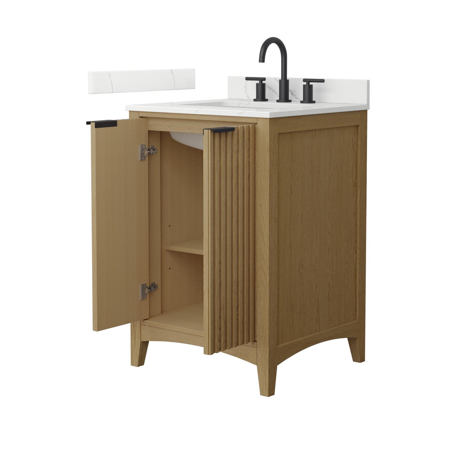Wyndham Collection WCF9191-24S-QTZ-US3MXX Palmilla 24″ – Natural Oak / White