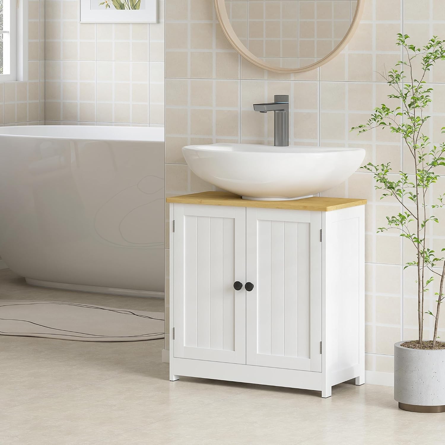 Modern Bathroom Under Sink Cabinet, Bathroom Vanity for Wall Mount Sink, Storage