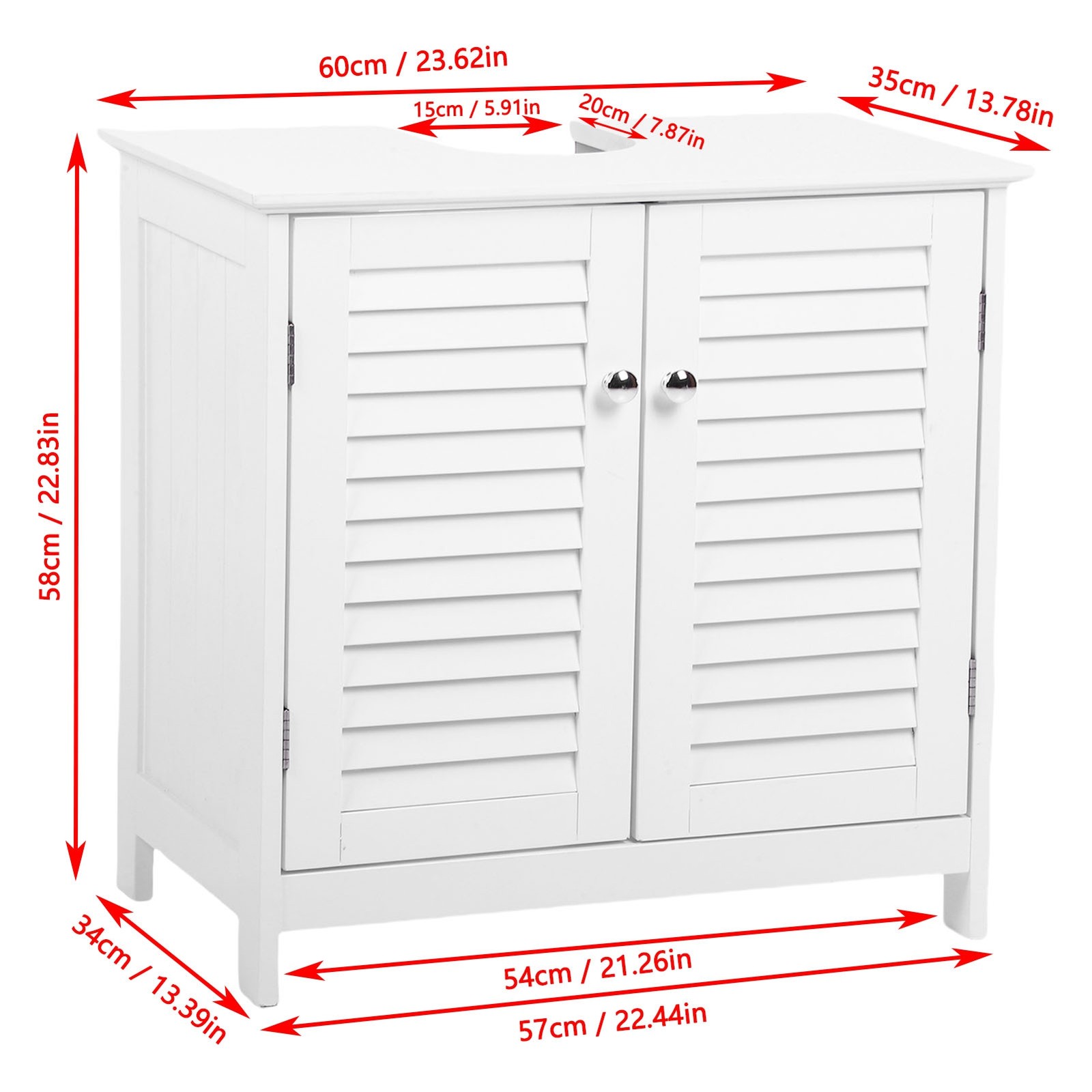 Bathroom Vessel Sink Vanity Storage Cabinet With 2 Doors Shelf White Furniture