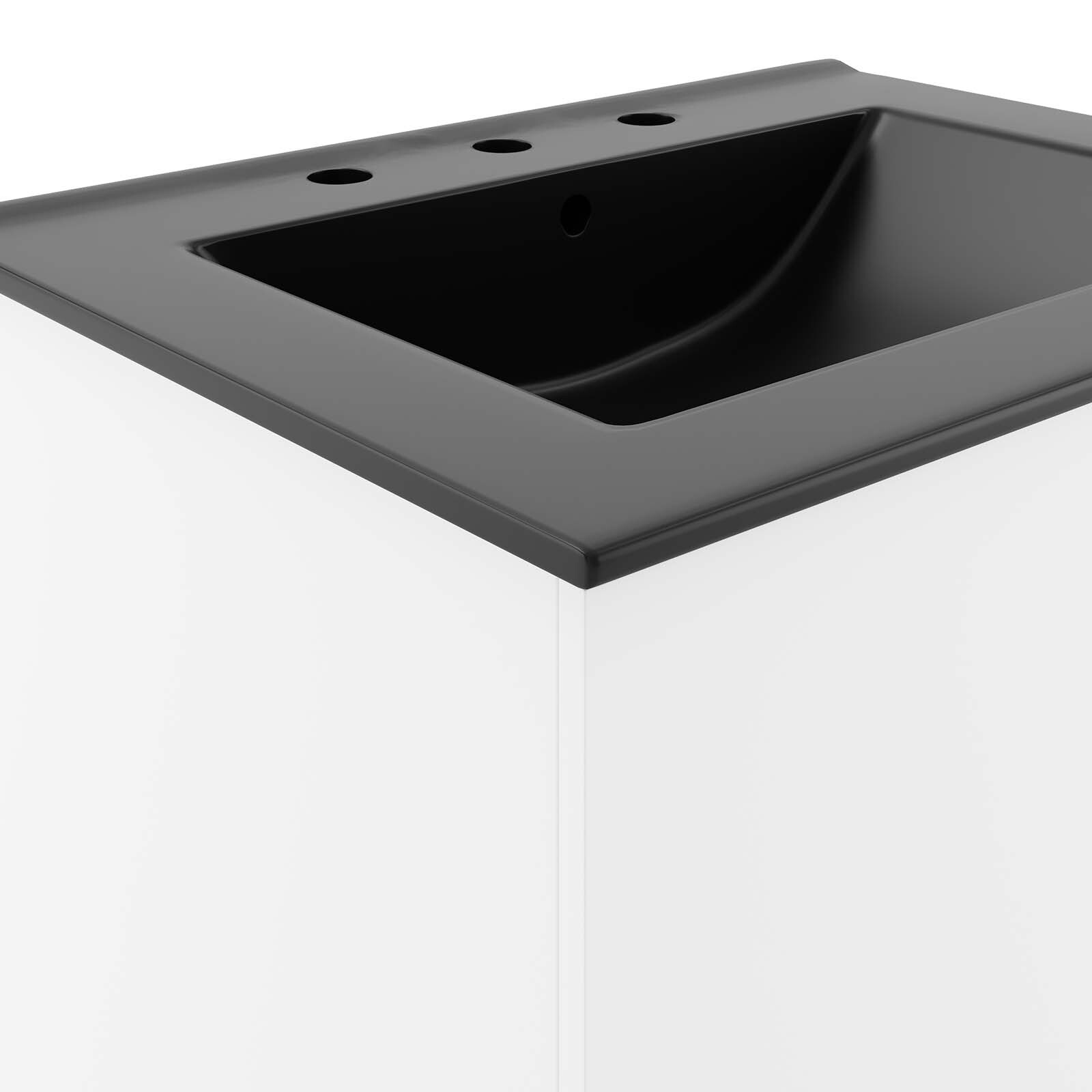 Modway Vitality 24″ Wall-Mount Bathroom Vanity in White Black