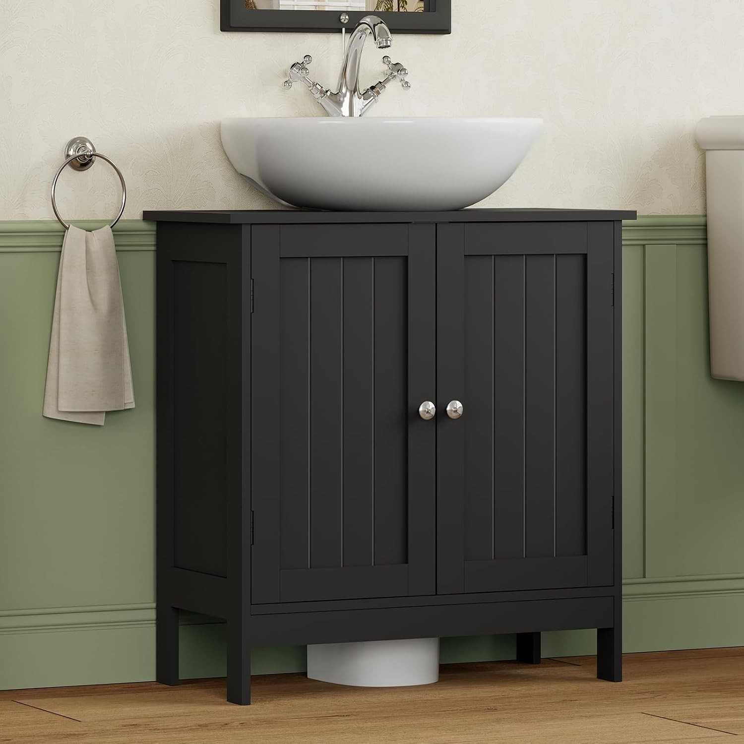 Moisture Resistant U-Shaped Under Sink Cabinet with 2 Doors – Quick Assembly