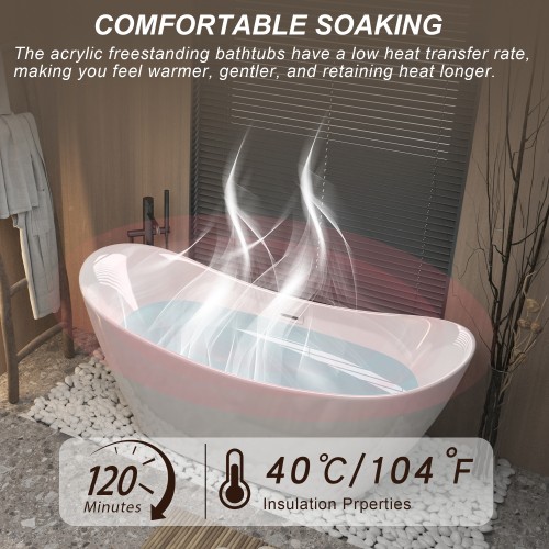 47″ Acrylic Freestanding Bathtub rectang,with 30” Bathroom Vanity with Top Sink