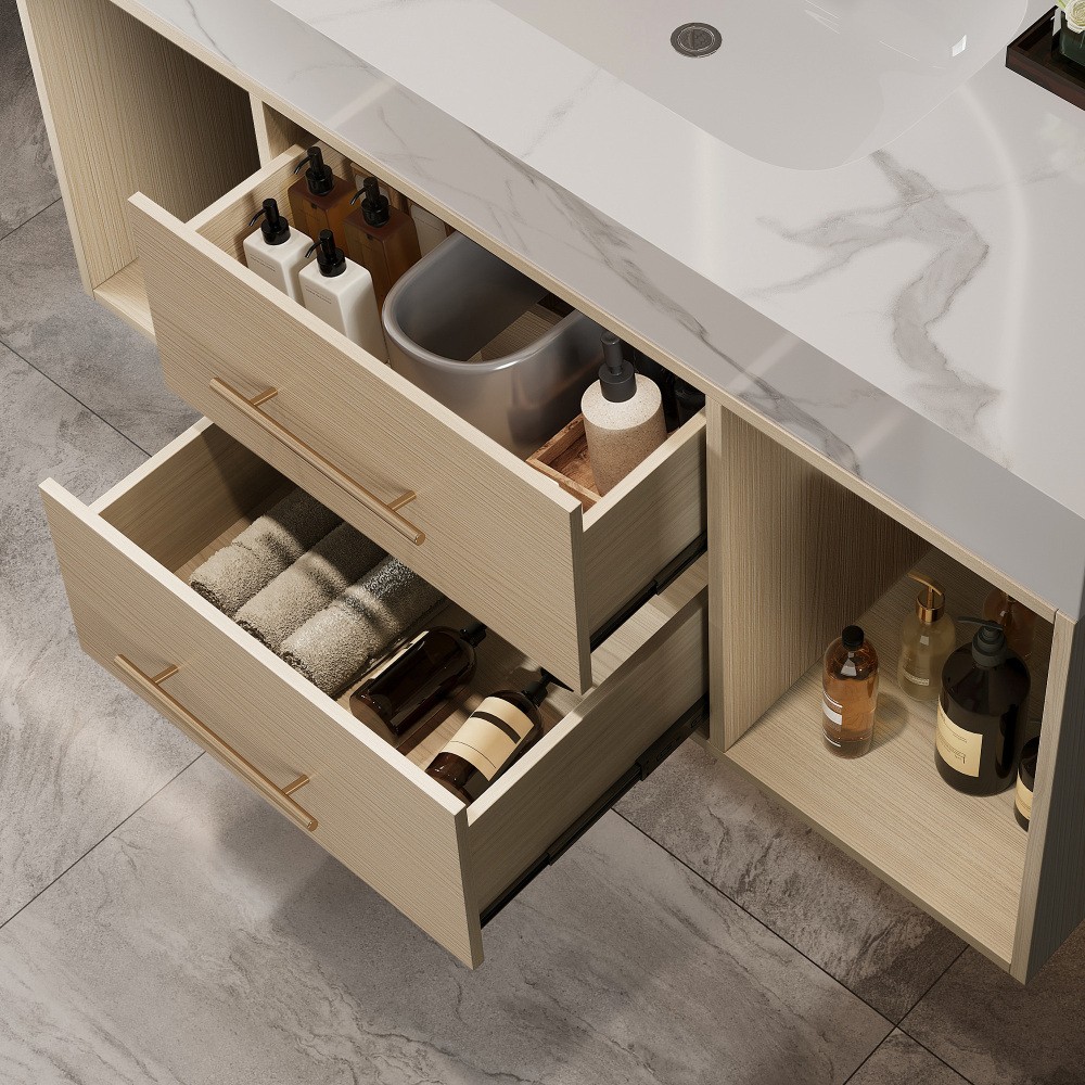 39.4 ” Floating Bathroom Vanity with Ceramic sink, Modern Wall Mounted Vanity