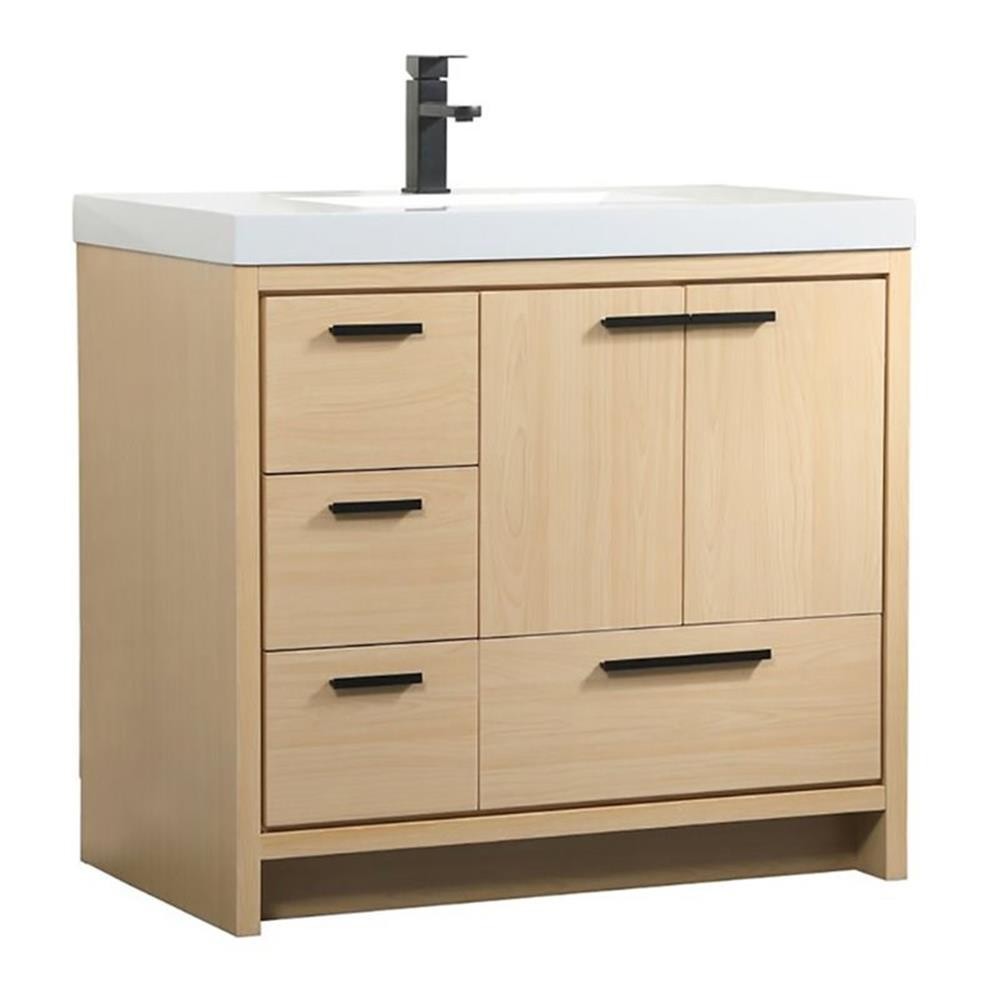 Elegant Decor Wyatt 36″ Aluminum Alloy and MDF Single Bathroom Vanity in Maple