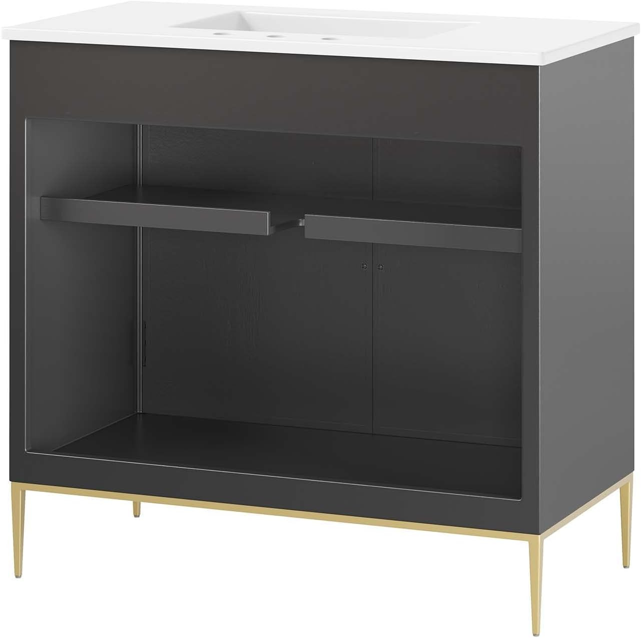 36″ Awaken Bathroom Vanity Cabinet in Elegant White and Black Finish