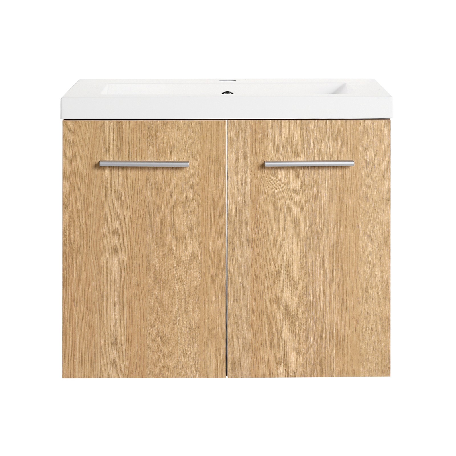 24″ Floating Bathroom Vanity with Sink, Light Oak Cabinet, Wall Mounted
