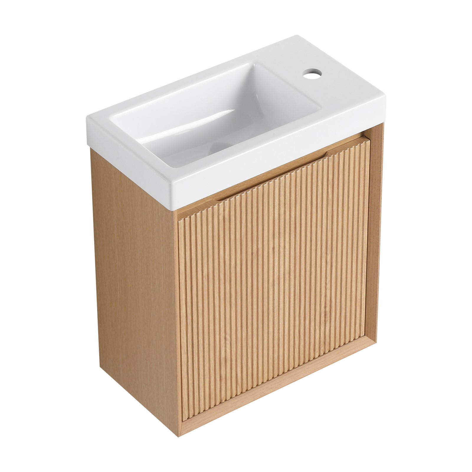 18.5″ Floating Bathroom Vanity and Resin Sink Combo W/1 Door for Small Space MDF