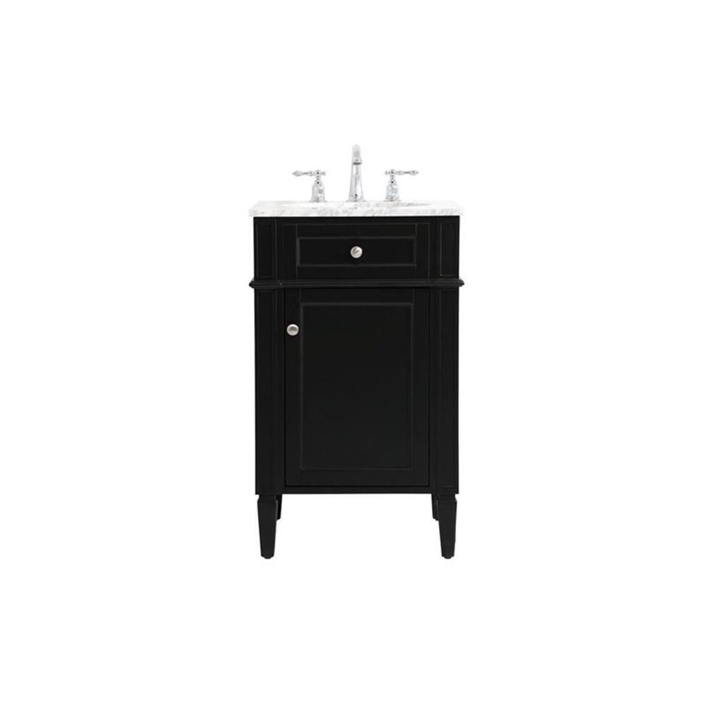 Elegant Decor Park Avenue 21″ Metal MDF Marble Single Bathroom Vanity in Black