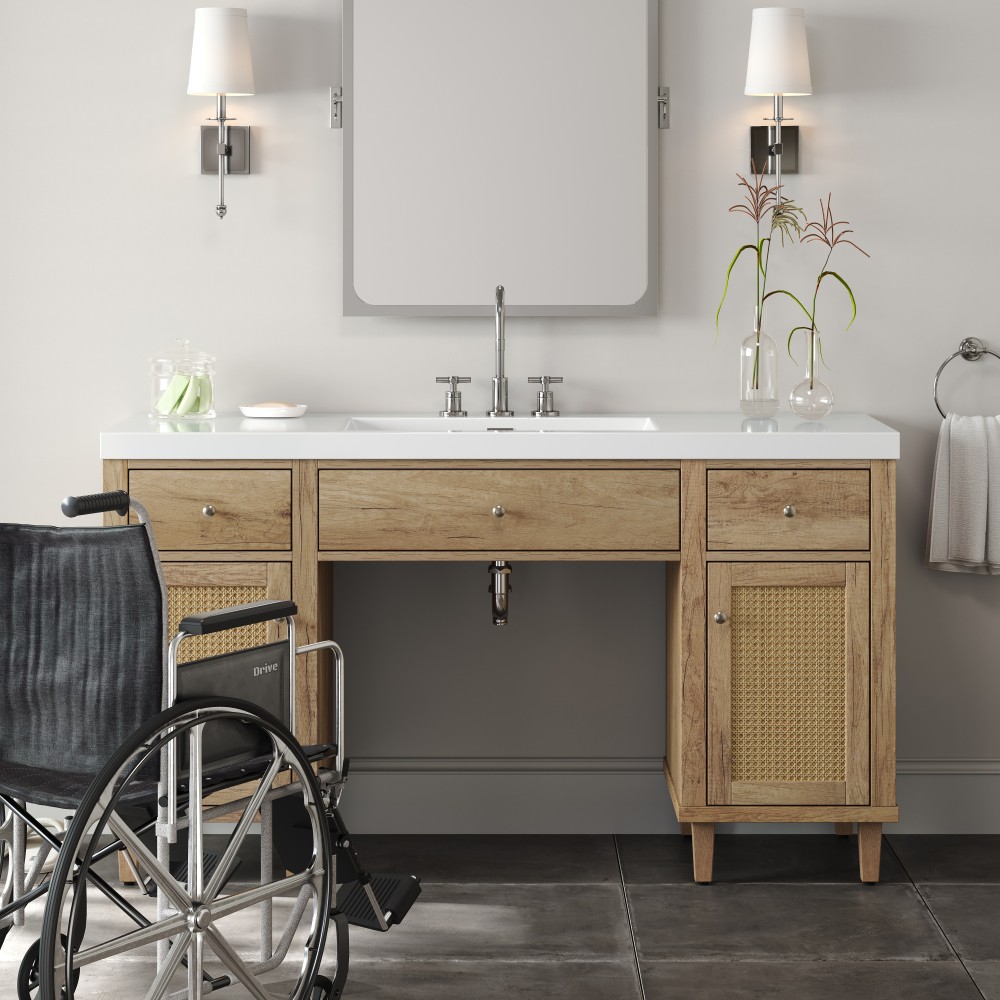 60 Inch Bathroom Vanity with SMC Sink, Modern Spacious Bathroom Storage Cabinet
