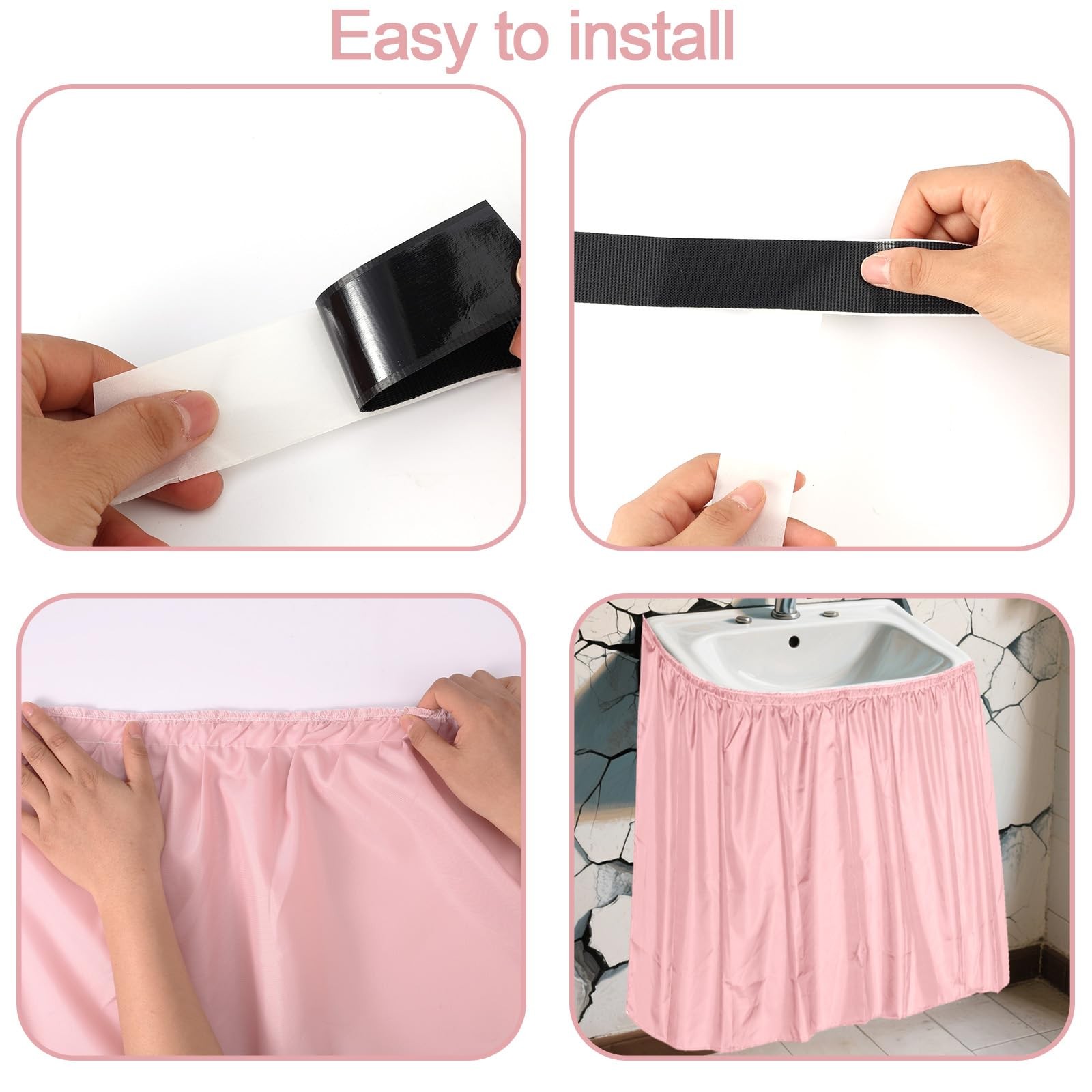 Sink Skirt for Bathroom, 32.7×55.1in Polyester Decorative Sink Curtain Bathro…