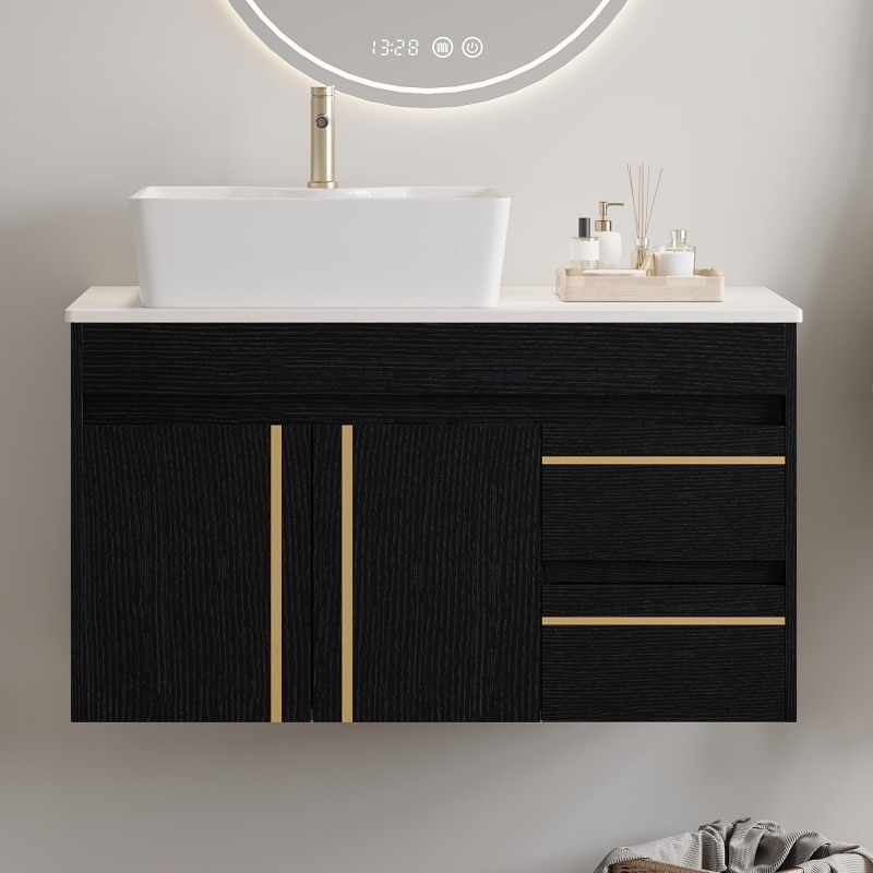 36″ Wall-Mounted Bathroom Vanity w/Vessel Ceramic Sink,Soft-Close Door & Drawers