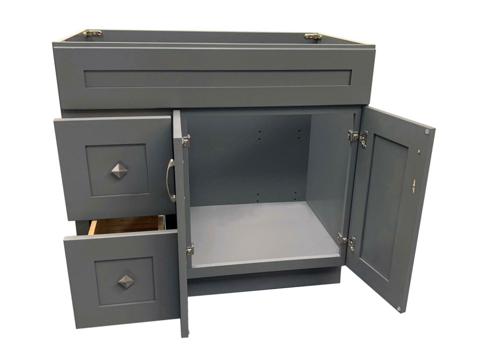 36″ Grey Shaker Single-Sink Bathroom Vanity Base Cabinet 36″ Wide x 21″ Deep