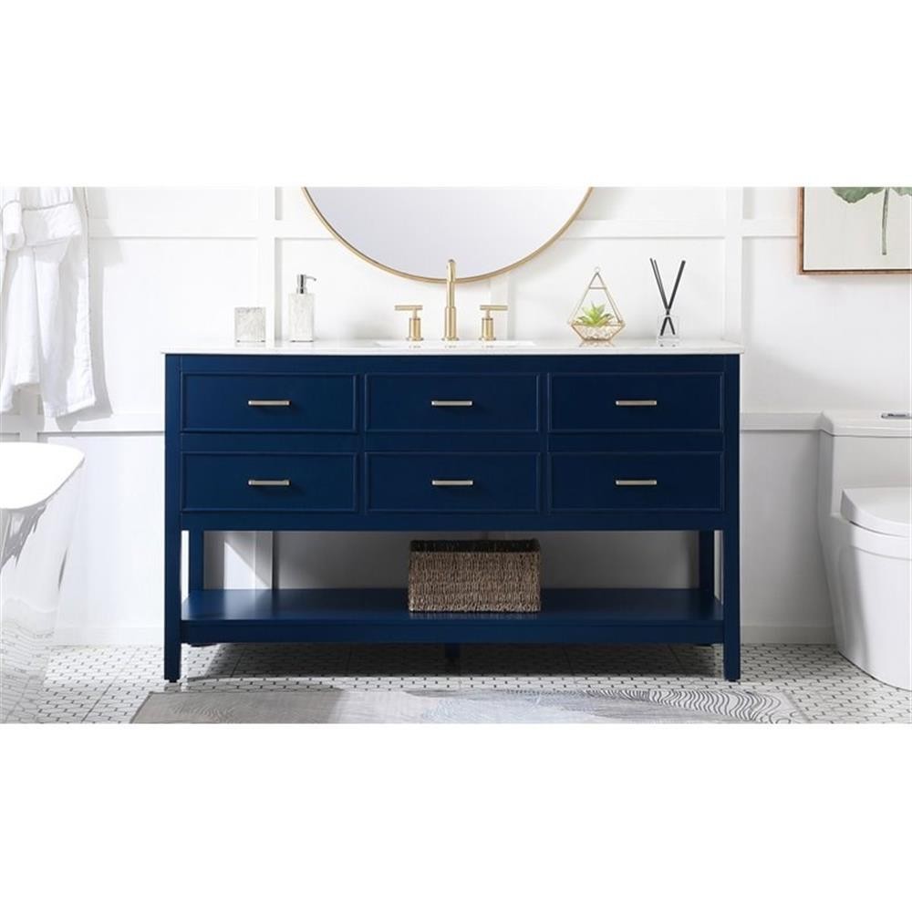 Elegant Decor Sinclaire 60″ Aluminum Alloy & MDF Single Bathroom Vanity in Blue