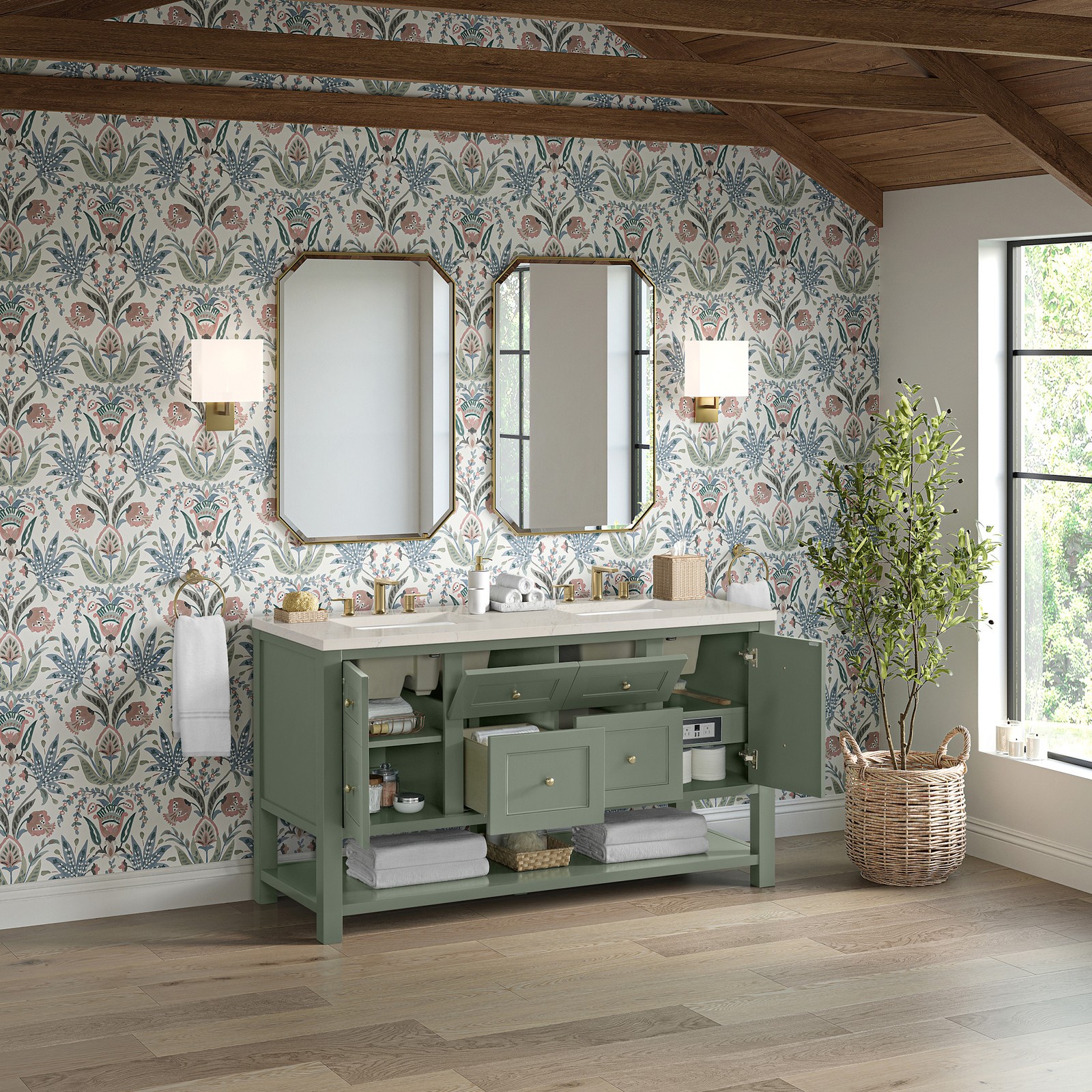 James Martin Vanities 330-V60D-3SFR Breckenridge 60″ – Whitewashed Oak