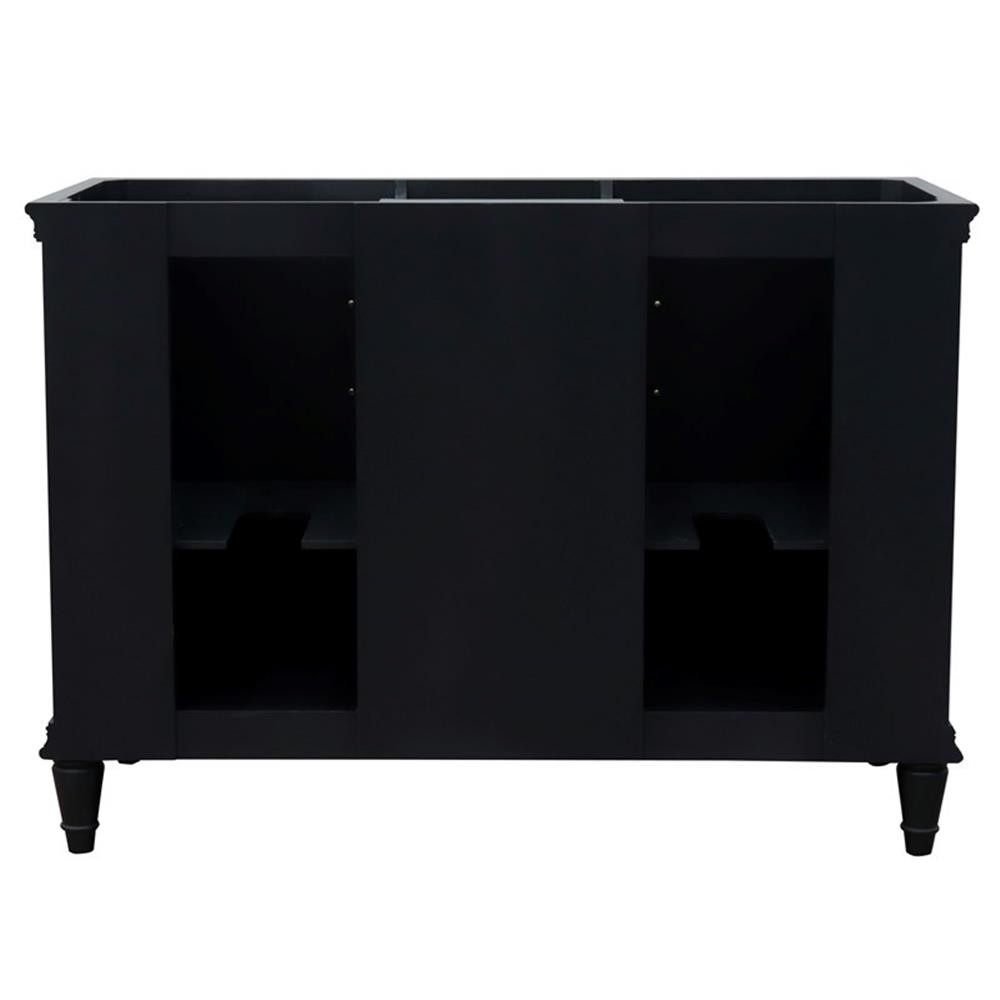 49 in. Double Wooden Vanity Dark Gray with White Carrara Rectangle Sink