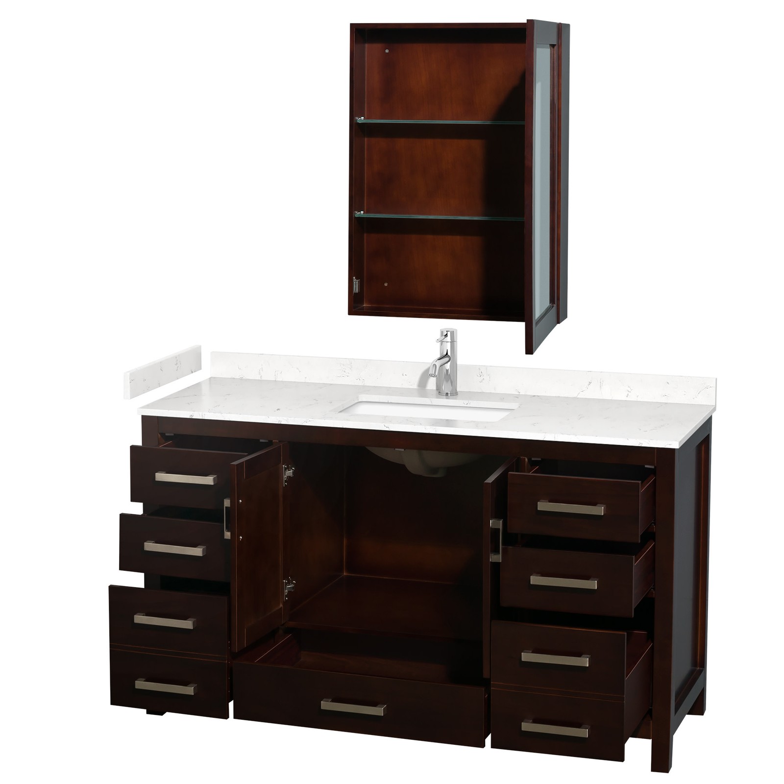 Wyndham Collection WCS141460S-VCA-MED Sheffield 60″ – White / Carrara Cultured