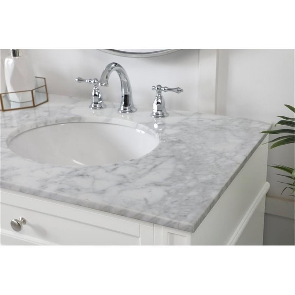Elegant Decor Park Avenue 72″ Metal MDF Marble Double Bathroom Vanity in White