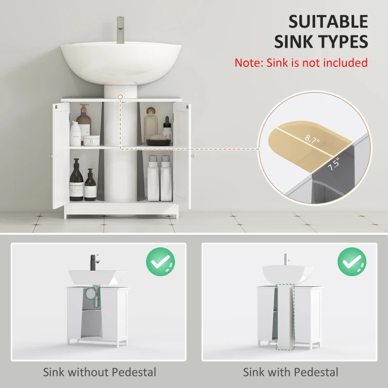 Pedestal Sink Storage Cabinet, Under Sink Bathroom Cabinet, White