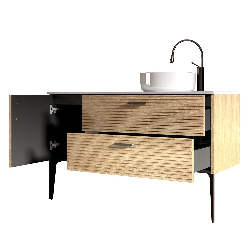 48″ Bathroom Vanity with Sink, Freestanding Vanity Cabinet, 2 Drawers,Metal Legs