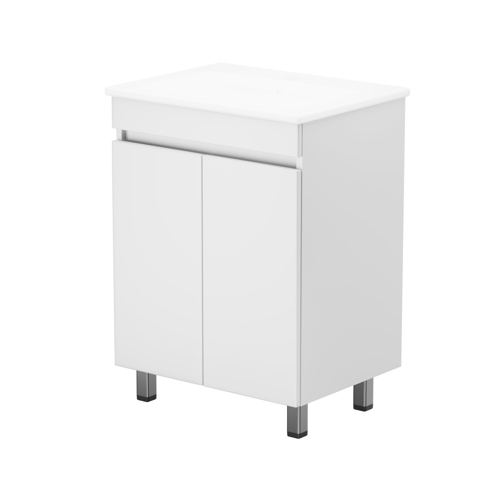 Freestanding Bathroom Vanity with Sink Beige+White Ceramic Vanity Cabinet