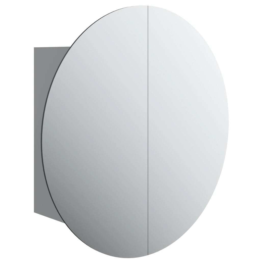 Bathroom Cabinet with Round Mirror&LED Gray 18.5″x18.5″x6.9″