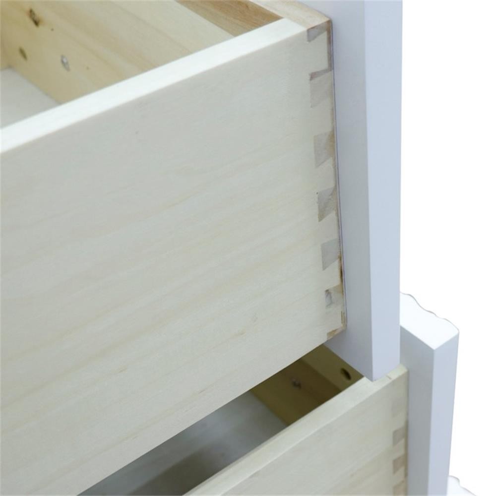 61 in. Double Wooden Vanity White Gray Granite Round Sink
