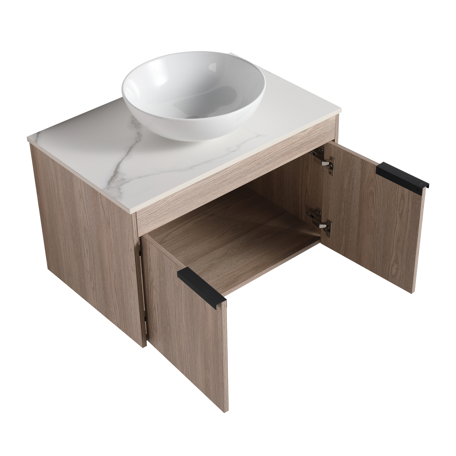 30″ Wall Mounted Bathroom Vanity W/ Ceramic Vessel Sink Above Counter Basin NEW
