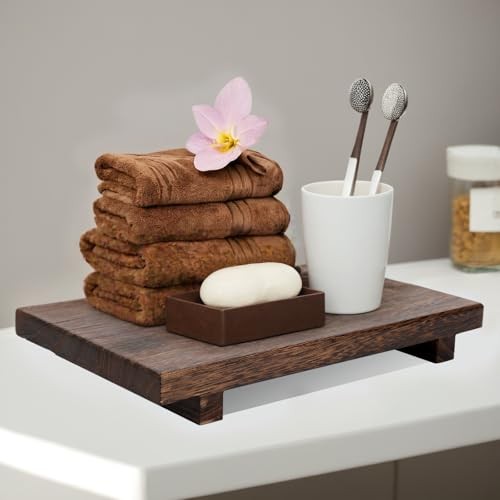 (9×6 Inch,Brown) Wood Riser Soap Tray, Rustic Wood Pedestal 9×6 wooden riser