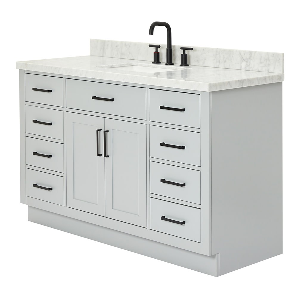 Ariel T055SCWRVO Hepburn 55″ – Black / Italian Carrara Marble Top / Satin Brass