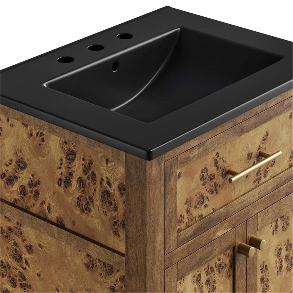 Modway Elysian 24″ Modern Wood Bathroom Vanity in Black and Brown