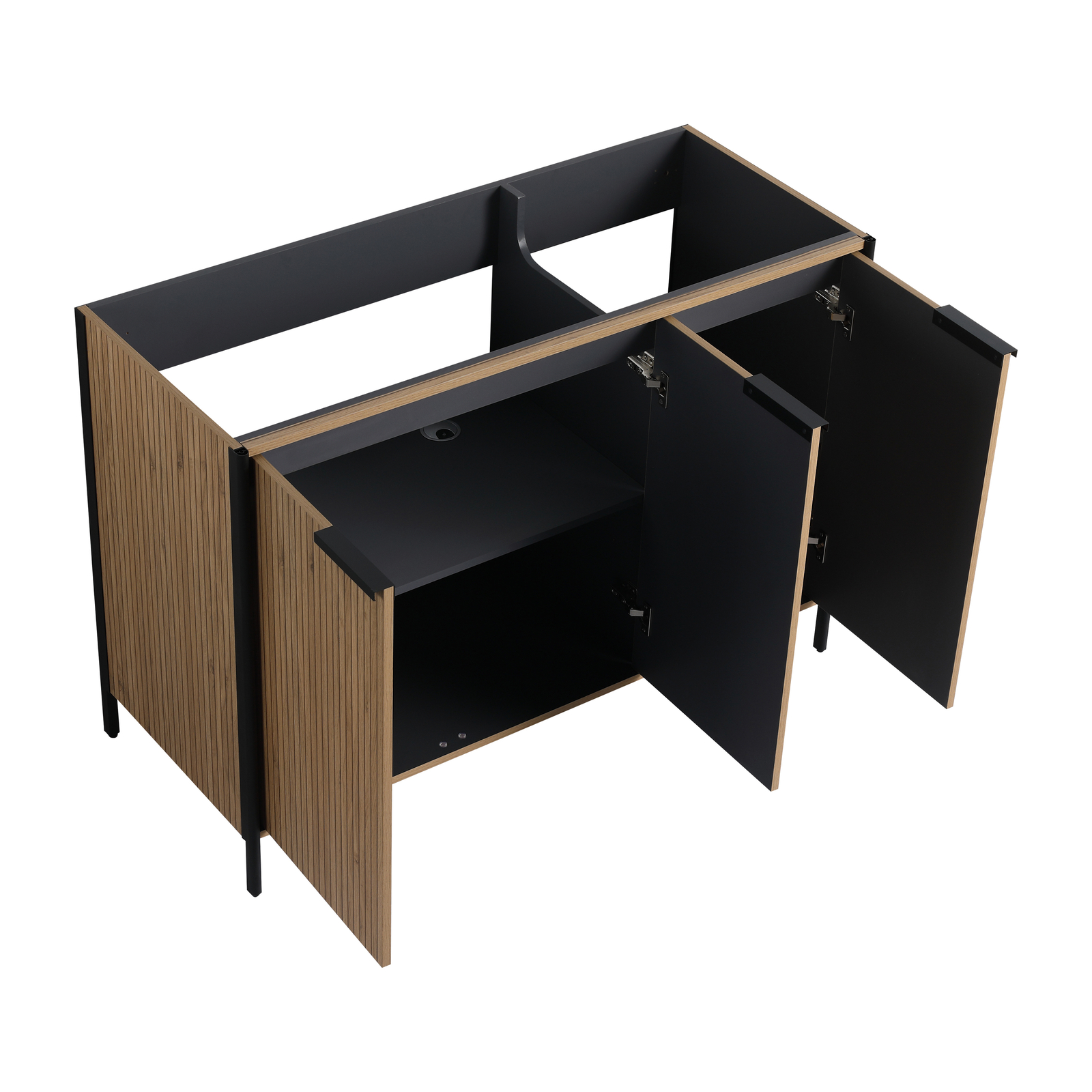 48″ Plywood Freestanding Bathroom Vanity Without Sink Top Included With 3 Doors