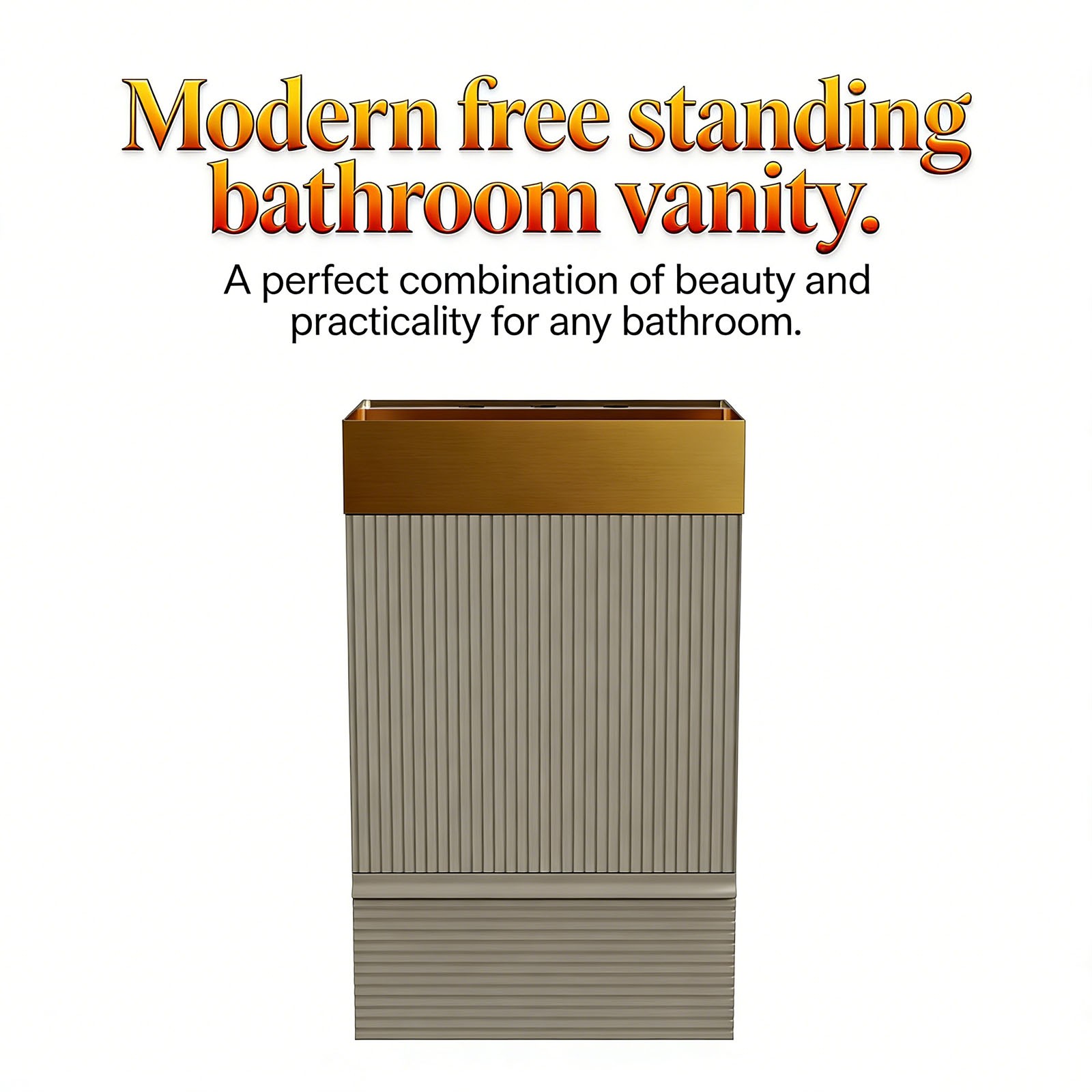 Bathroom Vanity with Sink Removable Design with Handle Features 3 Faucet Holes