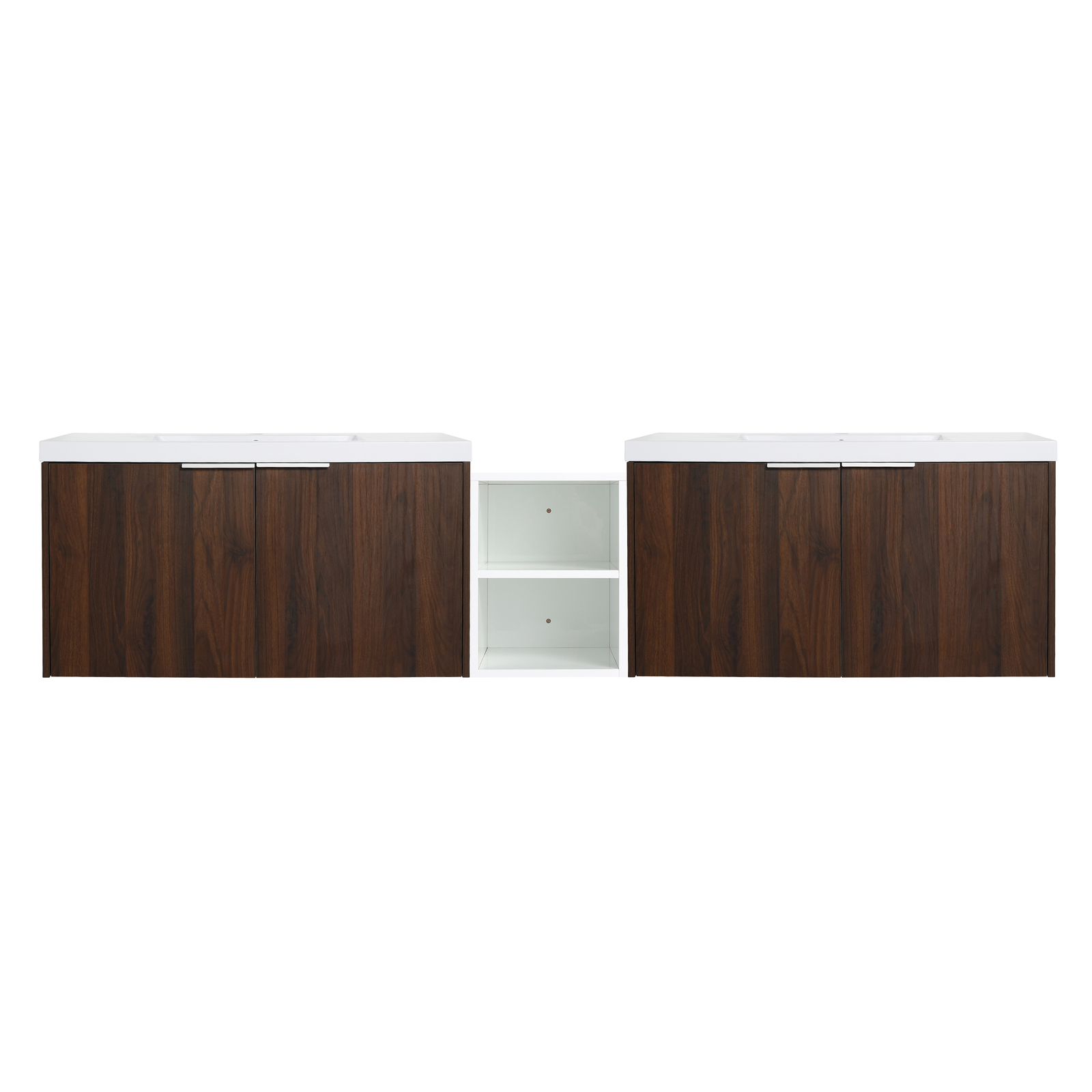 84″ Wall Mounted Bathroom Vanity Sink W/Resin Sink Basin and Small Side Cabinets