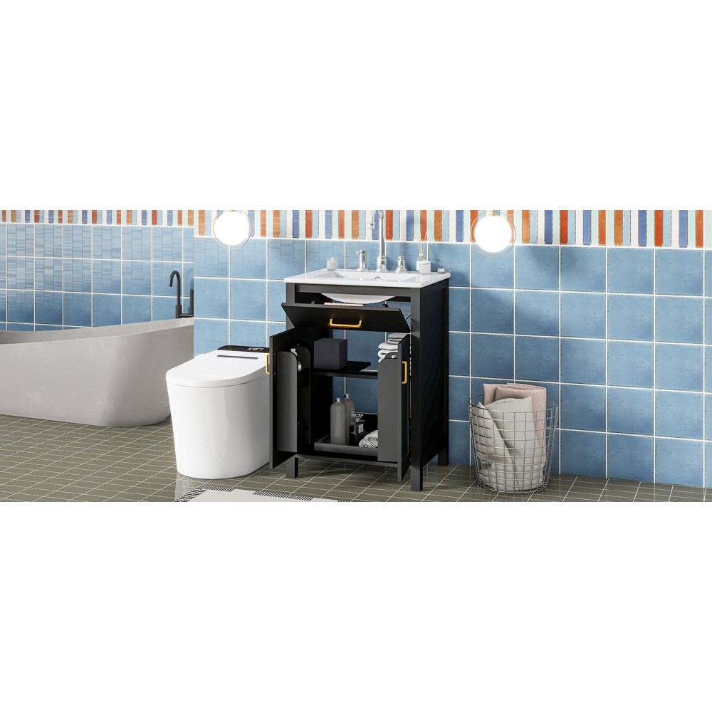 24″Bathroom Vanity Combo with Ceramic sink, Luxurious Space-Saving Vanity