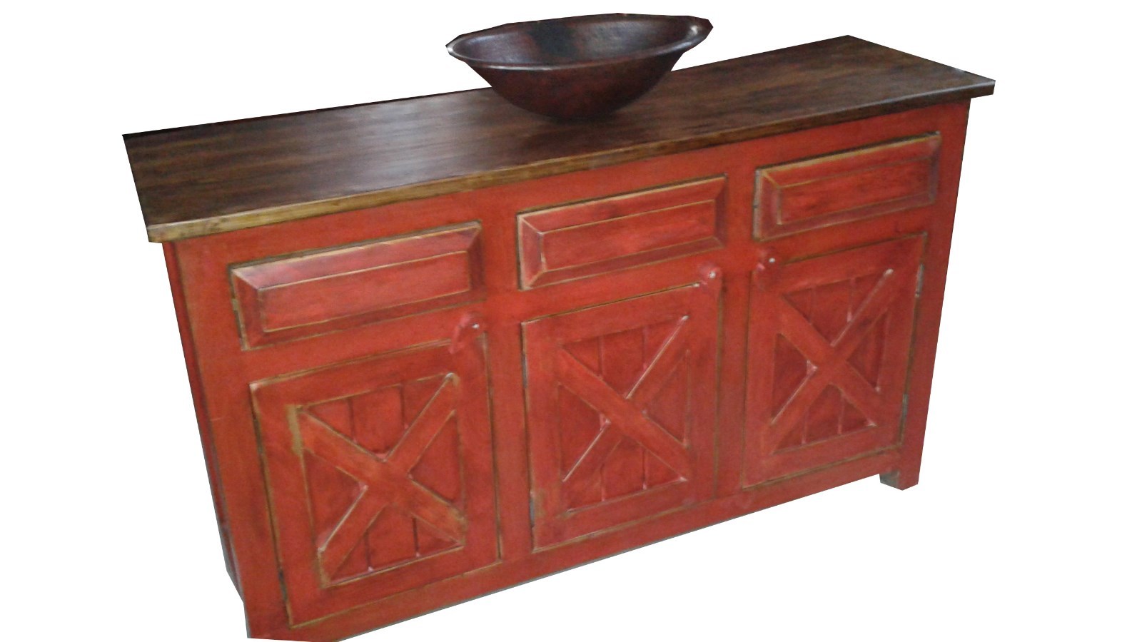 Farmhouse Rustic Reclaimed Wood Red Barn Doors Bathroom Vanity
