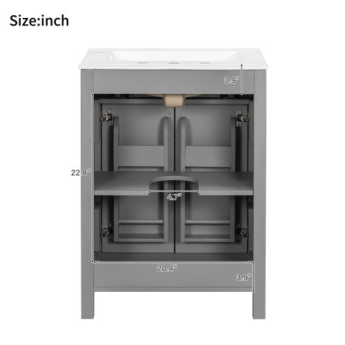 Ample Storage Bathroom Sink Vanity Solid Wood Frame 48 inch Vanity Bathroom