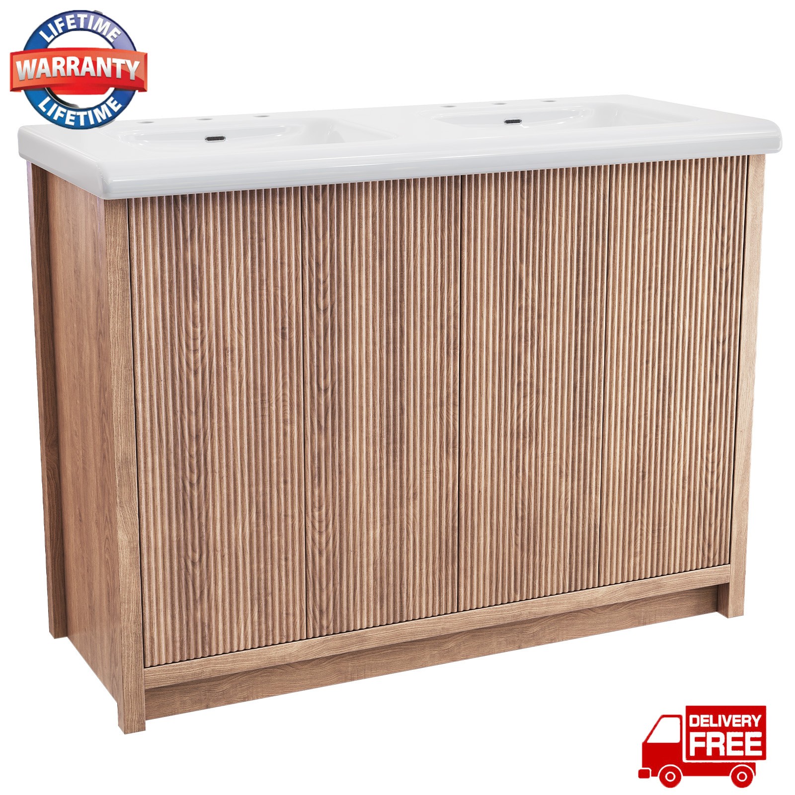 47.3 Inch Bathroom Vanity Set Double Sink Ceramic Freestanding Storage Cabinet