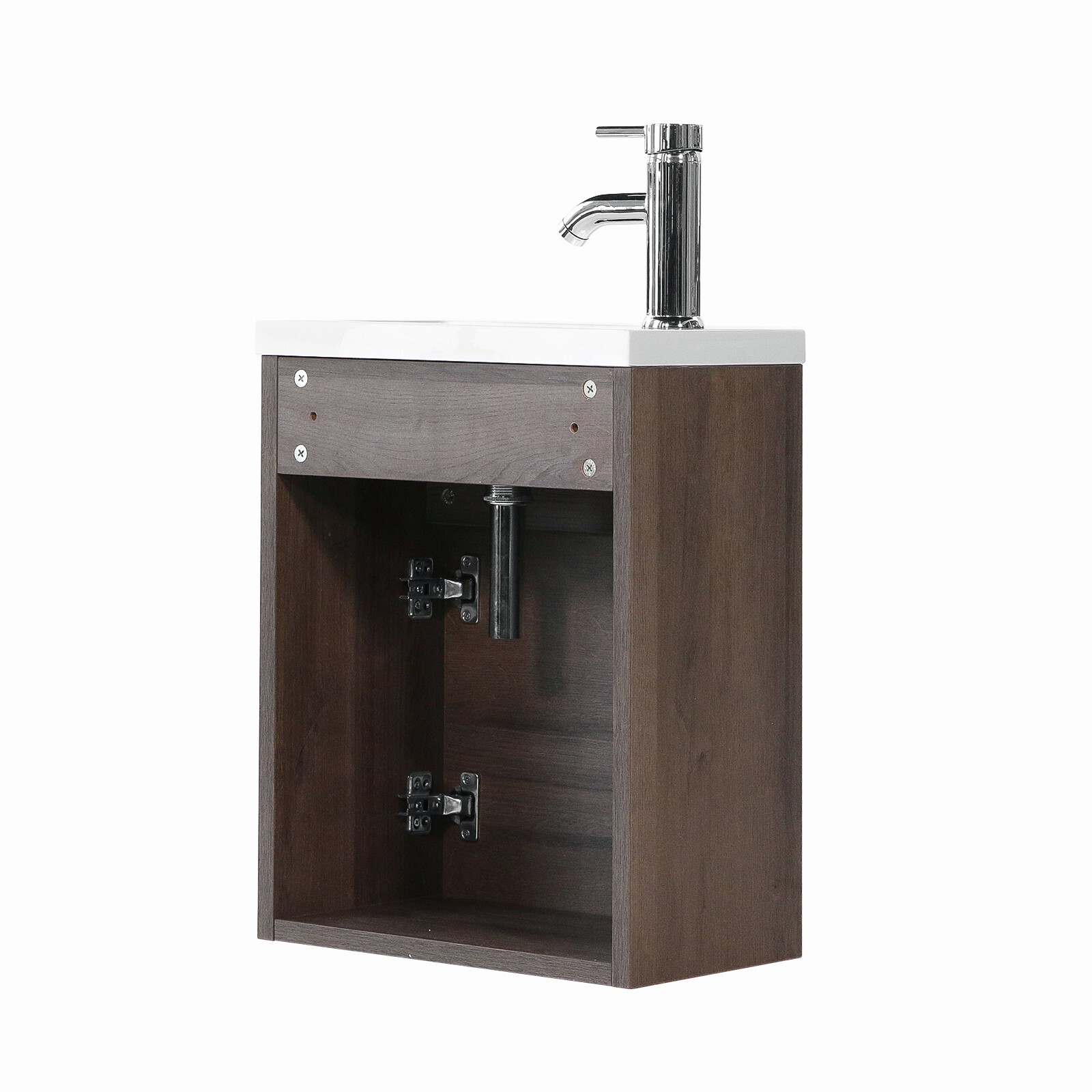 16″ Bathroom Vanity With Sink Wall Mount Floating Cabinet for Small Roomw/Faucet