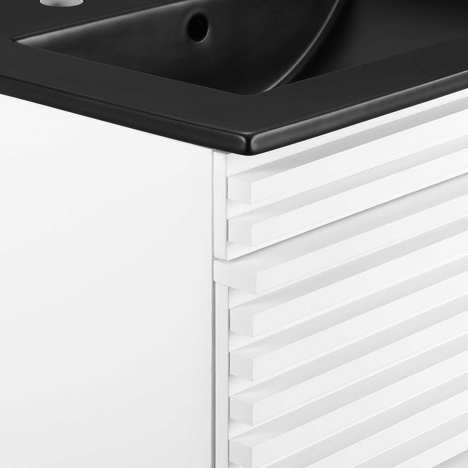 Modway Render 24″ Wall-Mount Bathroom Vanity in White Black