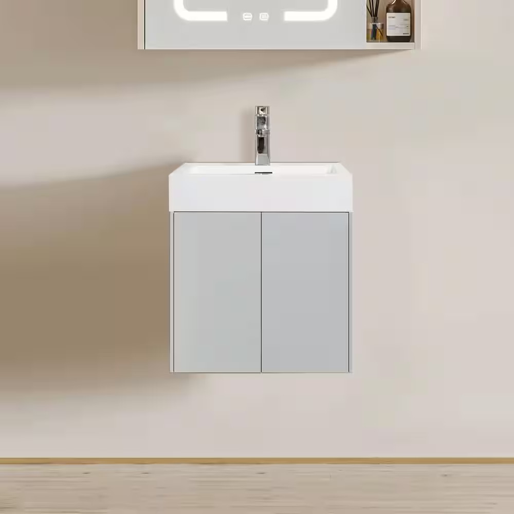 24 In. Drop-In Rectangular Bathroom Sink in White Solid Surface Vanity Top