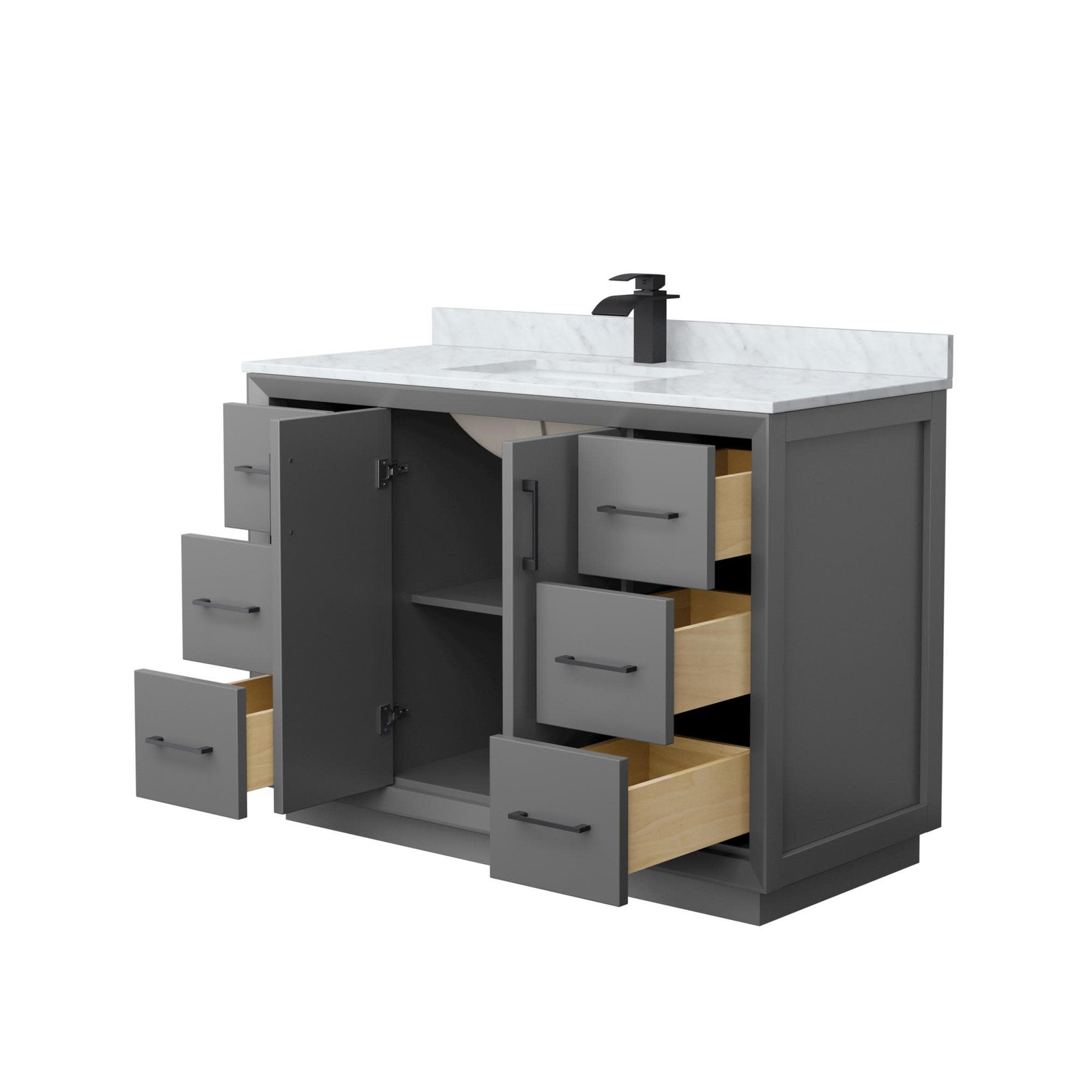 Wyndham Collection WCF414148S-NAT-UNSMXX Strada 48″ – Dark Gray / Matte Black
