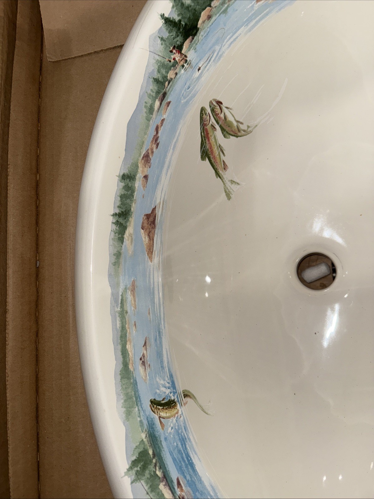 Kohler K-14274-RF-96 The Rod and the Fly design on Centerpiece SINK, BISCUIT