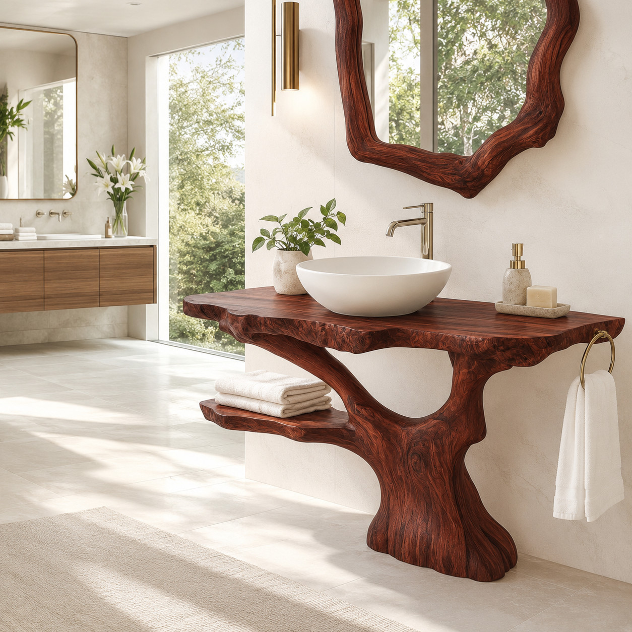 Organic Floating Wall Shelf Sculptural Wood Shelf Modern Mushroom Shelf Minimali